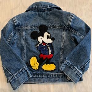 Baby Gap Disney Toddler Jean Denim Jacket Size 3 Yrs with Mickey Mouse Appliqué